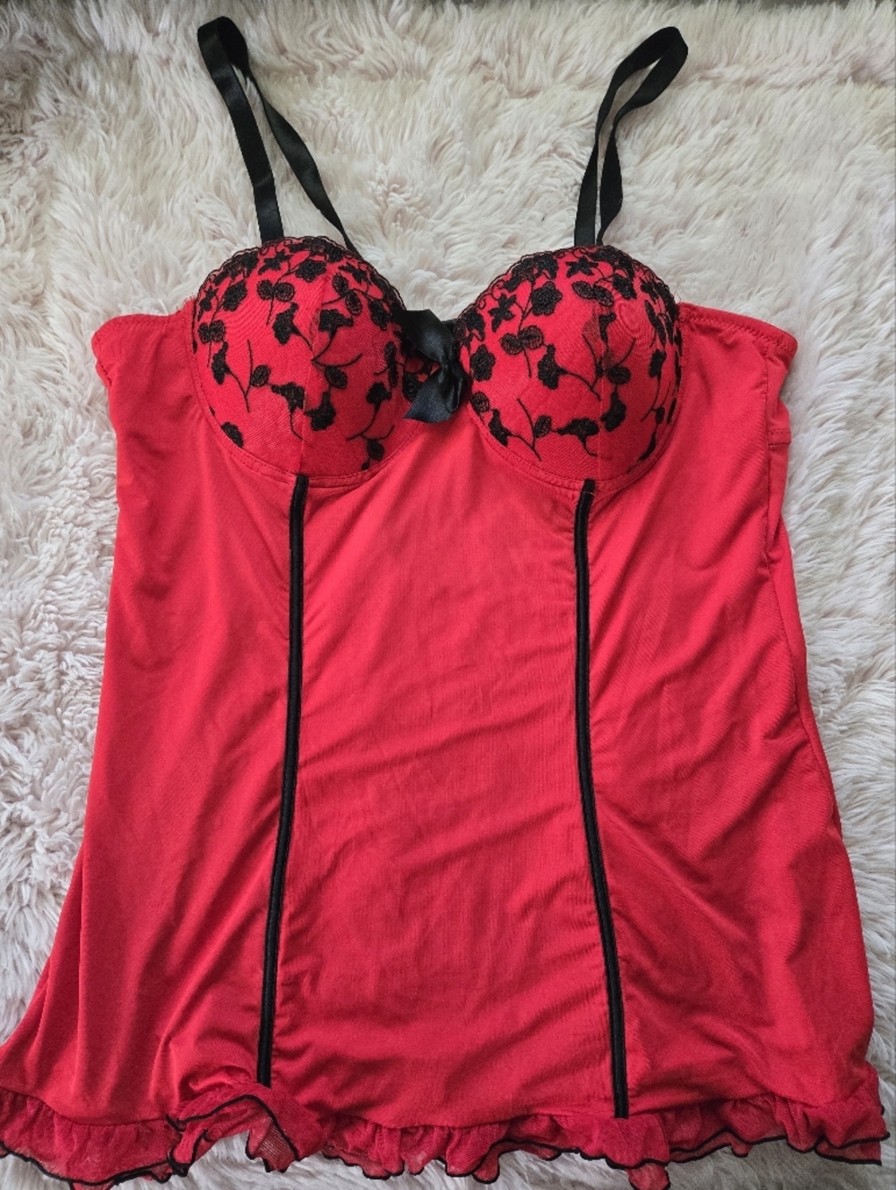 Torrid Red & Black Lace-Accent Chemise/Babydoll